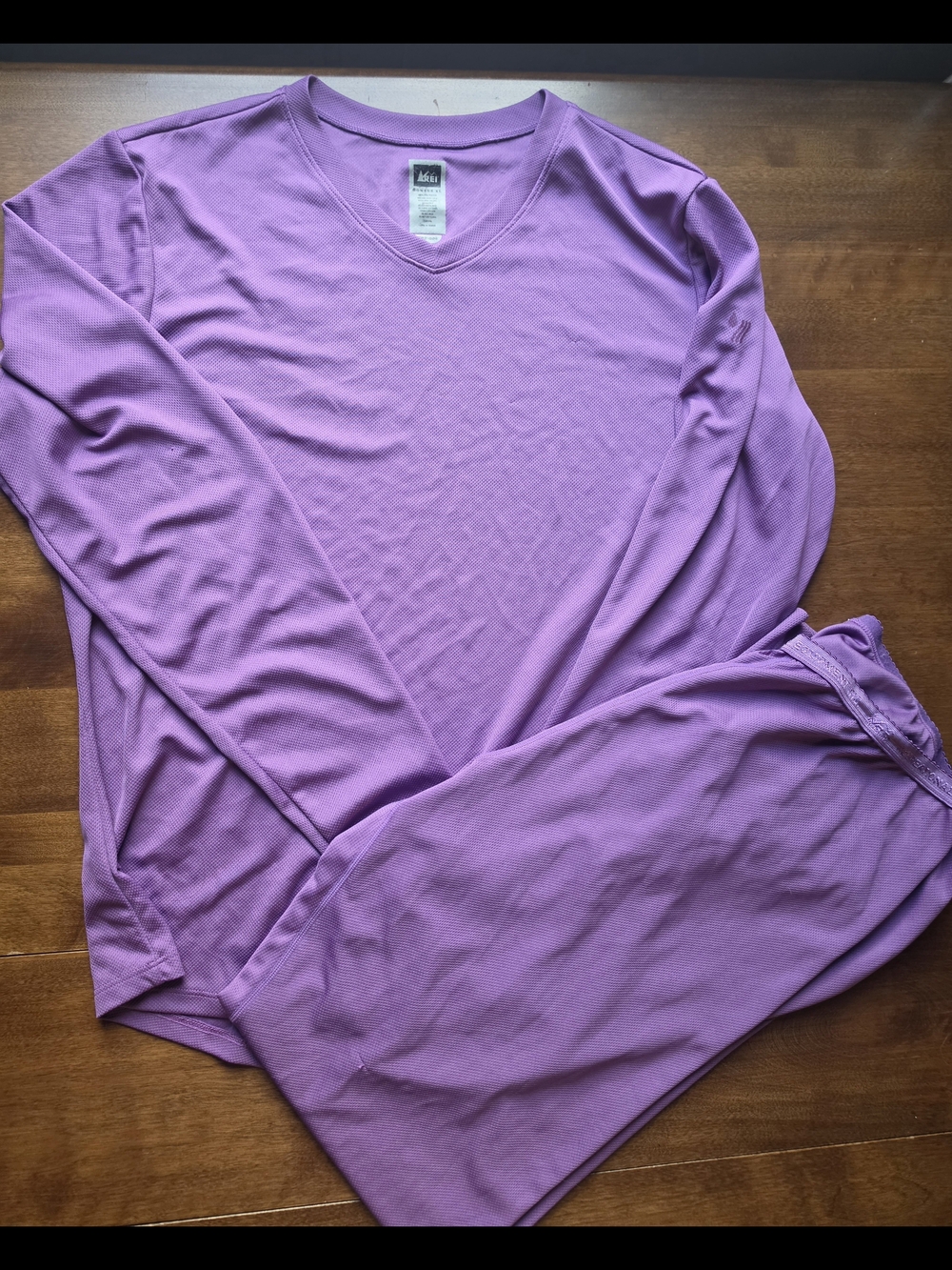 REI Women's XL Purple Performance Long Sleeve Top & Pants Set Hiking Activewear